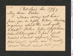 Nachlass Franz Steindachner, Karte von Alexander Agassiz an Franz Steindachner (27.12.1883), Inv.Nr. 2.07, Seite 1